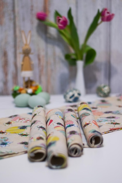 three embroidered samples displayed